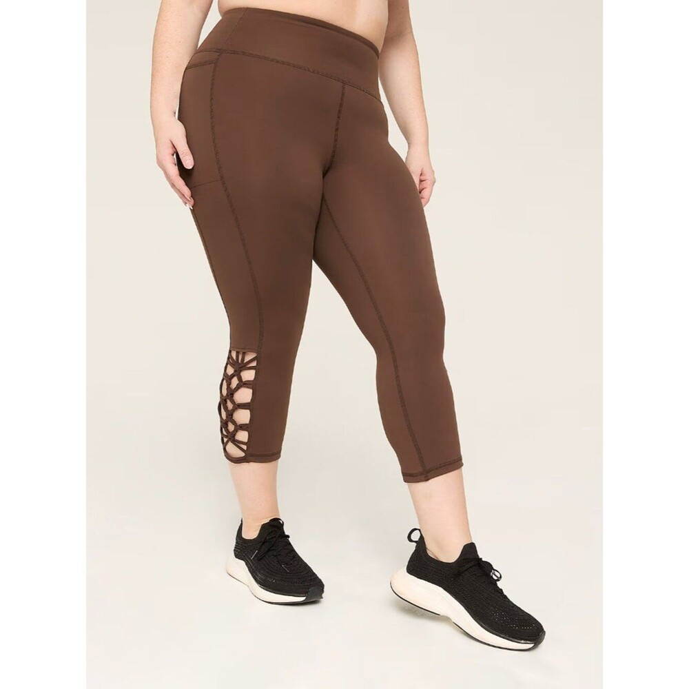 Lane Bryant LIVI Soft Macrame-Detail Brown Capri Legging Size 26/27 NWT